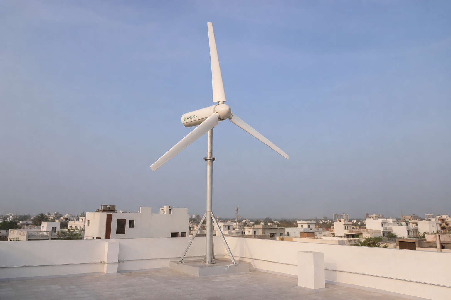 Row-house terrace, horizontal turbine