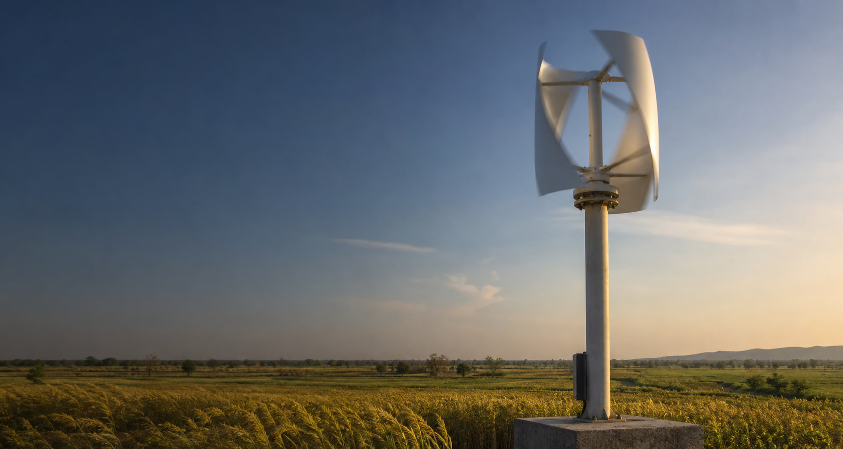Vertical-axis wind turbine operating near agricultural fields